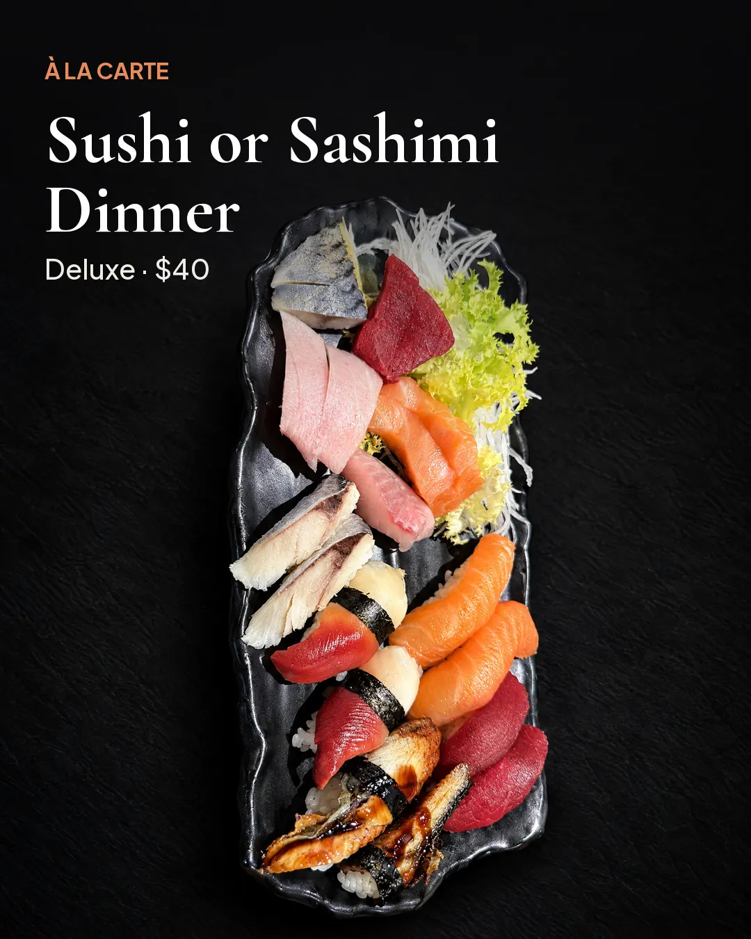 Sushi or Sashimi Dinner Deluxe $40 a la carte at Kikoo Sushi Upper West Side